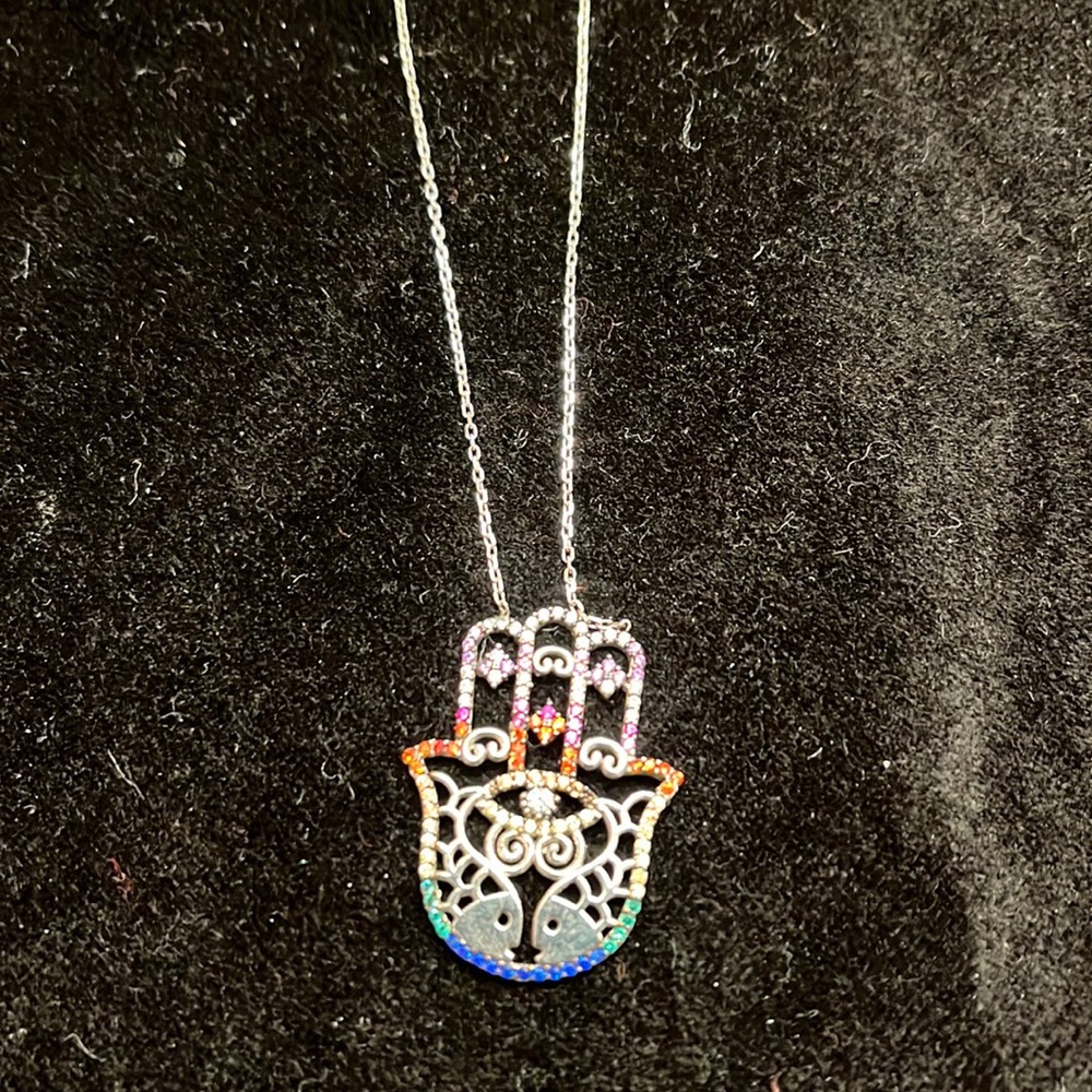 Sterling silver hamsa necklace